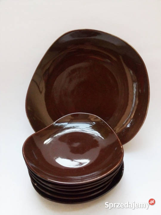 brązowy zestaw talerzy Ryszard Pruszków porcelit Talerze i talerzyki Częstochowa