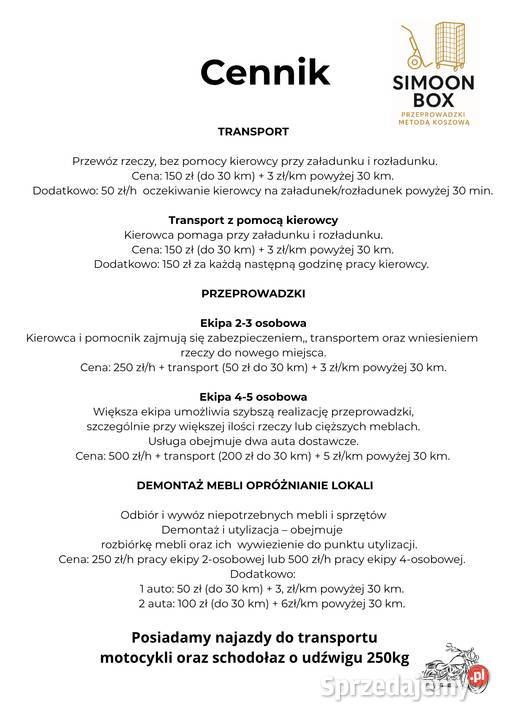 Transport palet i przeprowadzki auto z windą