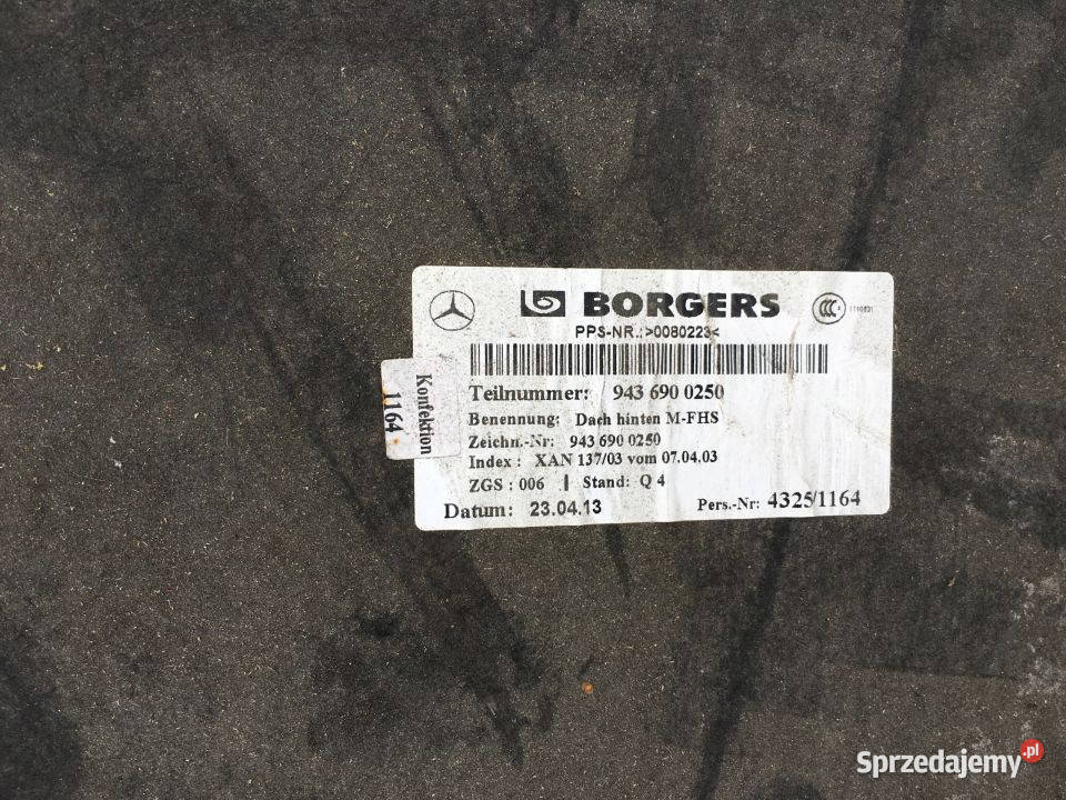 Tapicerka Podsufitka Kabiny Actros MP2 Maszewo