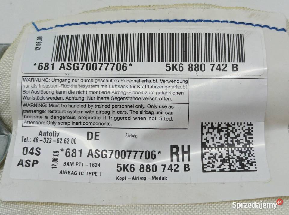 KURTYNA LEWA PRAWA KOMPLET 5K6880741B 5K6880742B