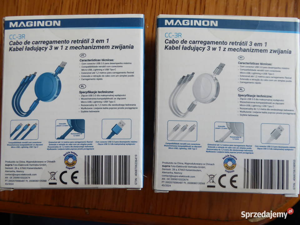 Nieużywany zwijany kabel ładujący 3w1 MAGINON Olsztyn