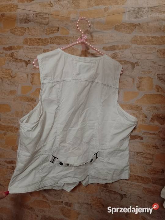 4446XXL3XL Biała dżinsowa kamizelka z patką z Kraków