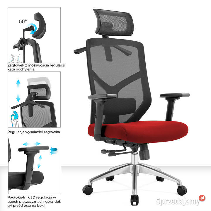 Fotel biurowy ergonomiczny Rosa czerwony ANGEL podkarpackie sprzedam