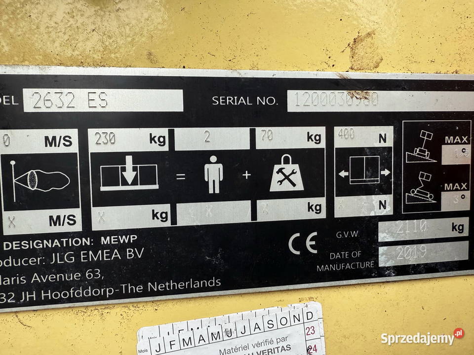 zwyżka podnośnik elektryczny JLG 2632 ES łódzkie Działoszyn