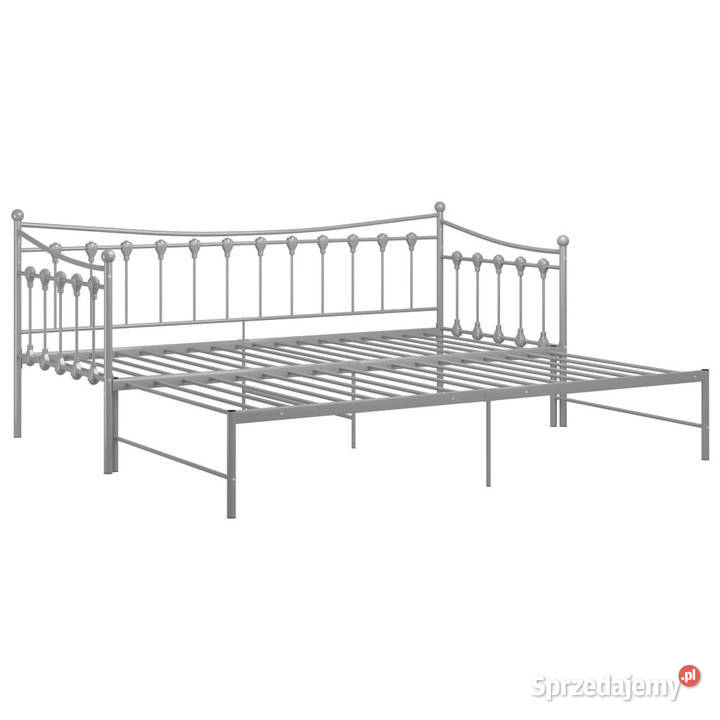Sofa z wysuwaną ramą łóżka szara metalowa 90x200 mazowieckie Warszawa