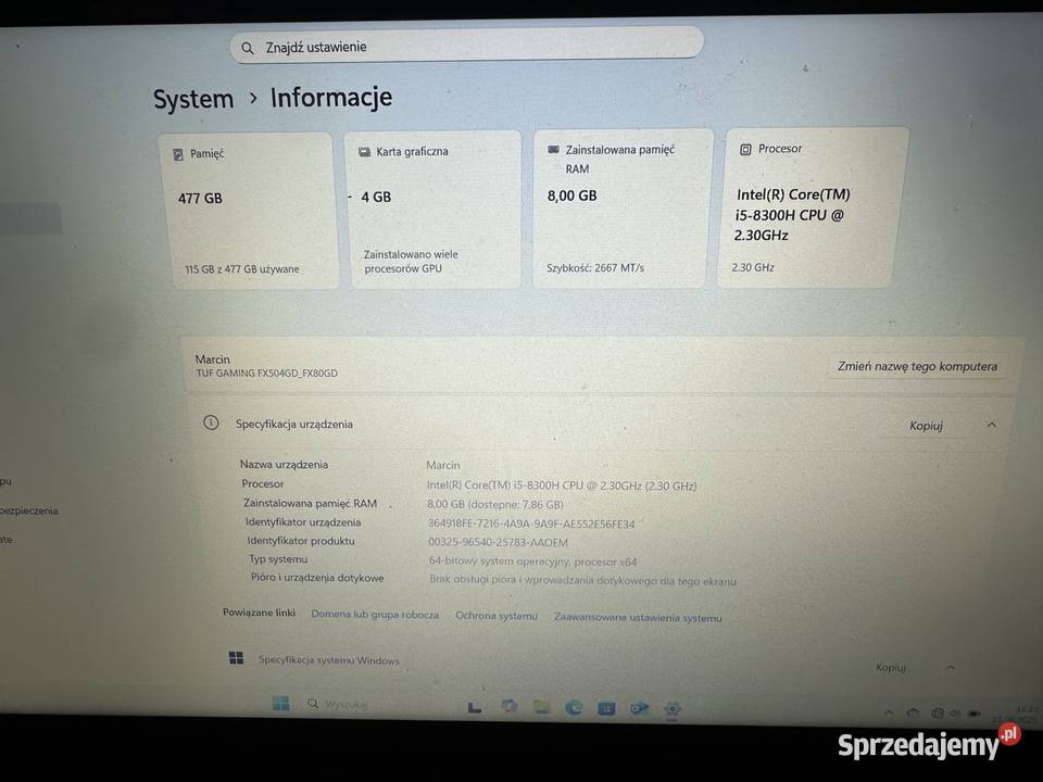 mam na sprzedaż laptopa albo zamianę Oświęcim