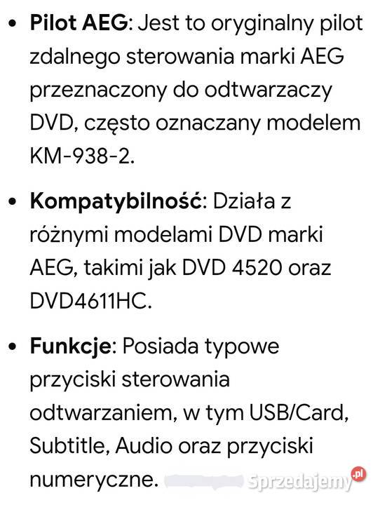 Sprzedam pilot AEG łódzkie Lutomiersk