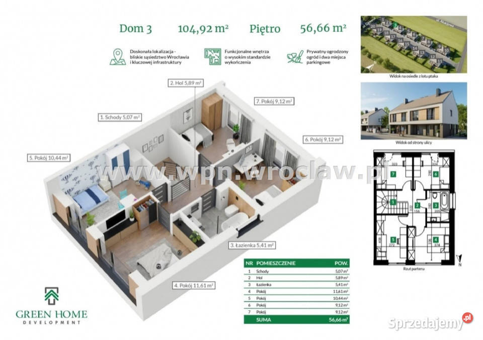 Dom bliźniak Kobierzyce 105m2 do wykończenia sprzedam