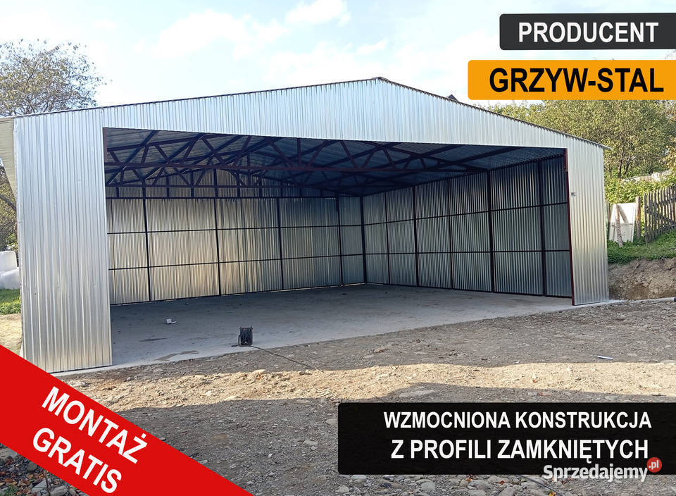 B163 Duży Grafitowy Garaż blaszany Garaże