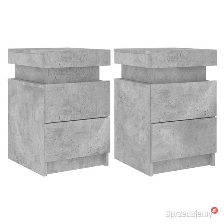 Szafki nocne z LED 2 szarość betonu 35x39x55 Nocne Warszawa