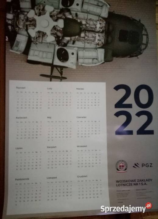 Kalendarz ścienny 2022r WZL widok helikoptera z Łódź