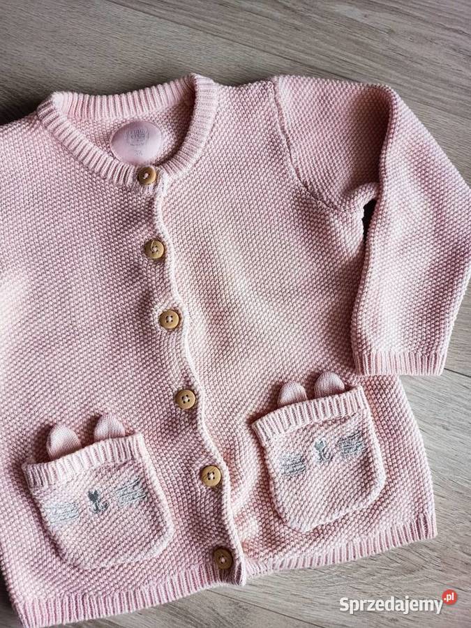 Sweter dziewczęcy różowy rozpinany z kieszeniami mazowieckie Płock
