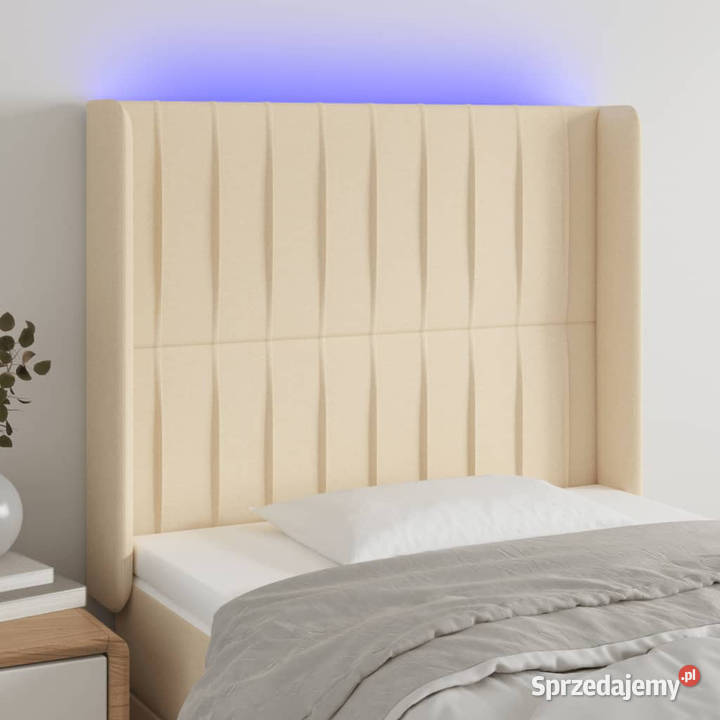 Zagłówek do łóżka z LED kremowy 83x16x118128 Ramy i stelaże Warszawa sprzedam