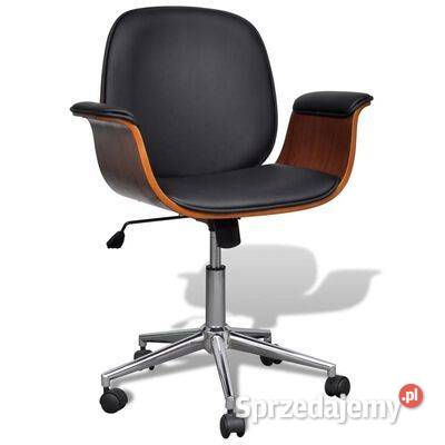 vidaXL Fotel biurowy, gięte drewno i sztuczna skóra