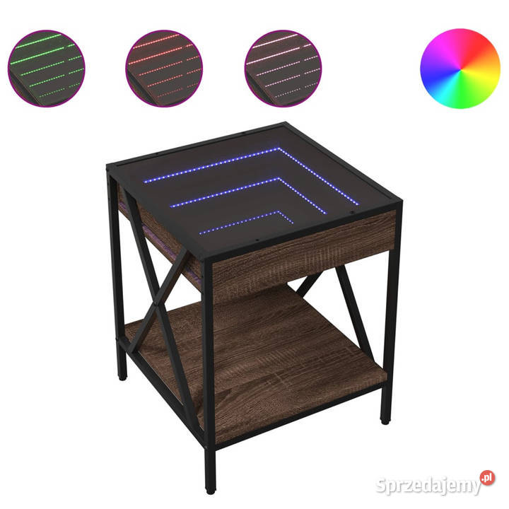 Stolik nocny z LED Infinity brązowy dąb 40x40x49 Warszawa