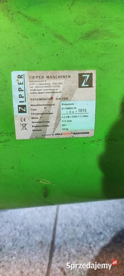Kompresor V2 Zipper 50 l Austria 22kw małopolskie Grybów sprzedam