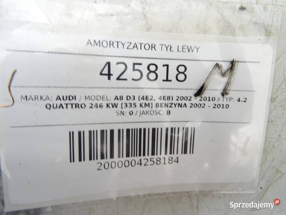 AMORTYZATOR TYŁ LEWY AUDI A8 D3 SedanLimuzyna
