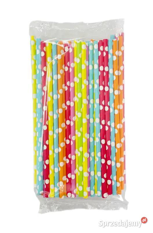 Słomki Papierowe Kolorowe w Kropki 100 AS sprzedam