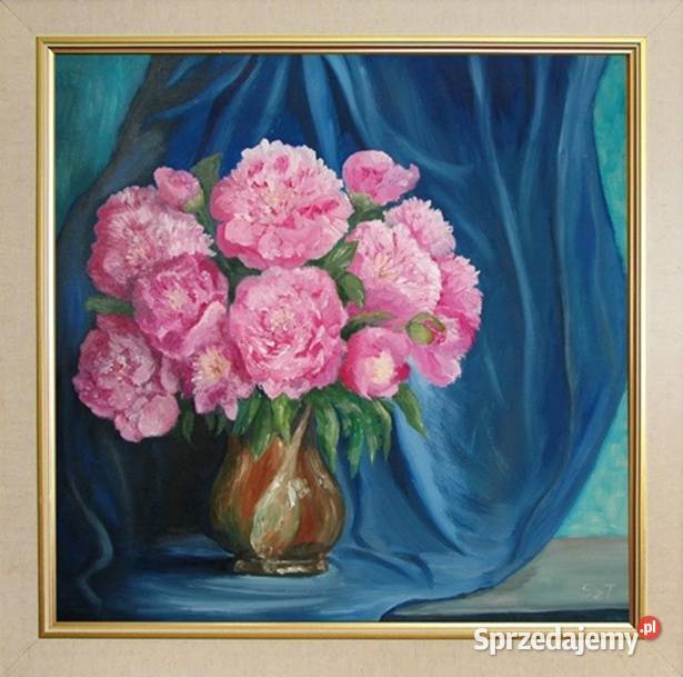 Obraz olejny Piwonie w wazonie Lublin sprzedam