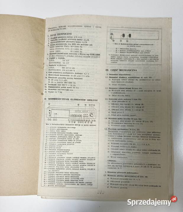 Oryginalna instrukcja serwisowa magnetofonu MDS