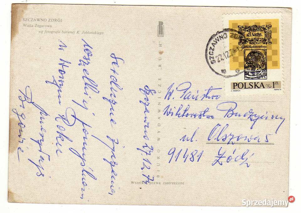 SZCZAWNO ZDRÓJ WIEŻA ZEGAROWA POCZTÓWKA Krynki