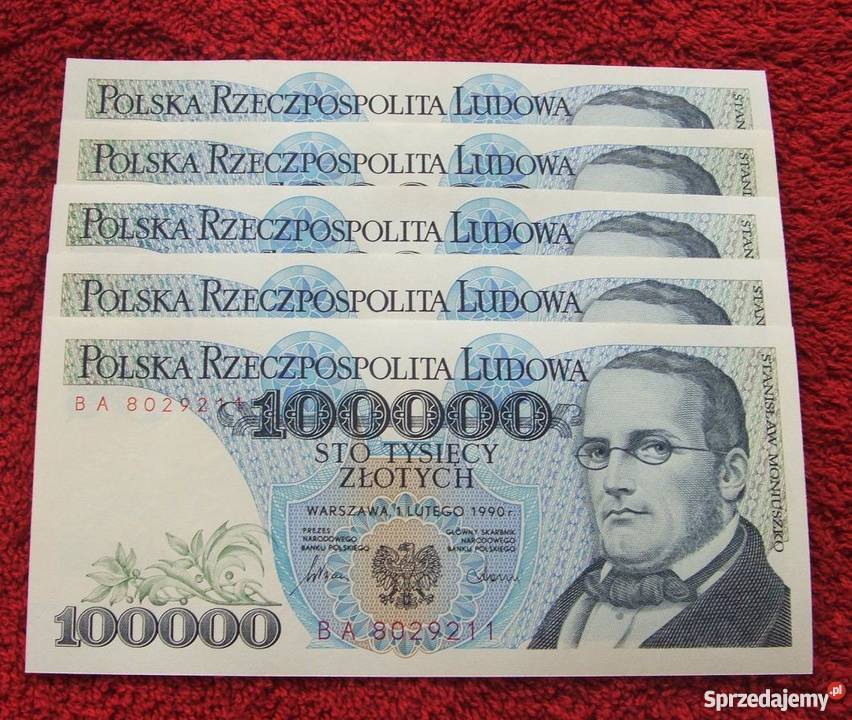 POLSKA PRL 100000 STANISŁAW MONIUSZKO Banknot Katowice
