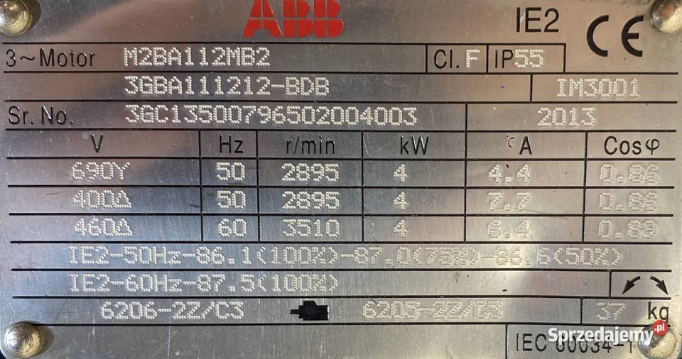 silnik elektryczny 4kW 2895obr 3fazowy ABB IE2 kujawsko-pomorskie Pigża