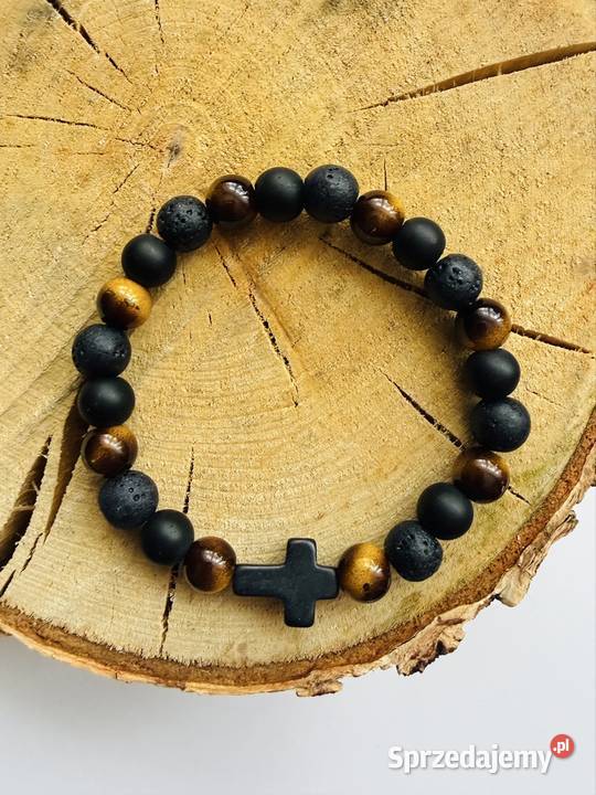 Bransoletka z kamieni naturalnych onyks lawa i z Łomża sprzedam