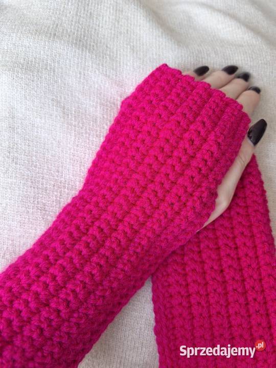 Mitenki rękawiczki bez palców handmade róż Wrocław