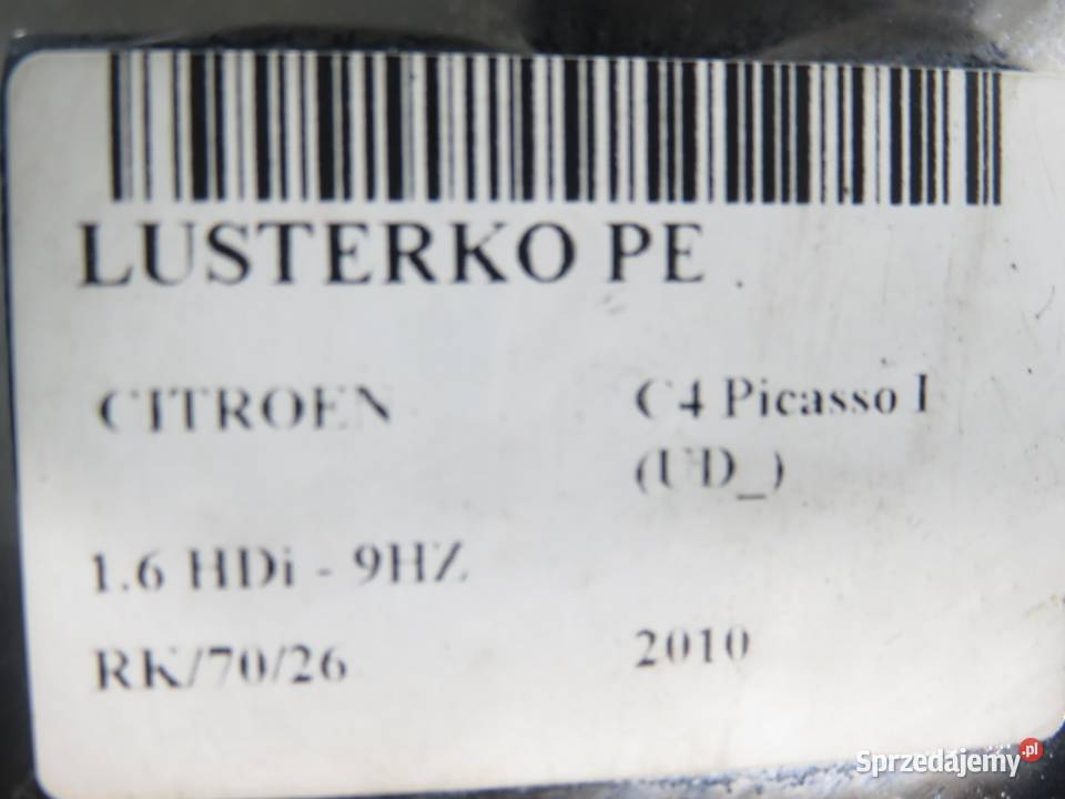 LUSTERKO PRAWE CITROEN C4 Picasso I 15 PIN EXYB Lusterka zewnętrzne małopolskie