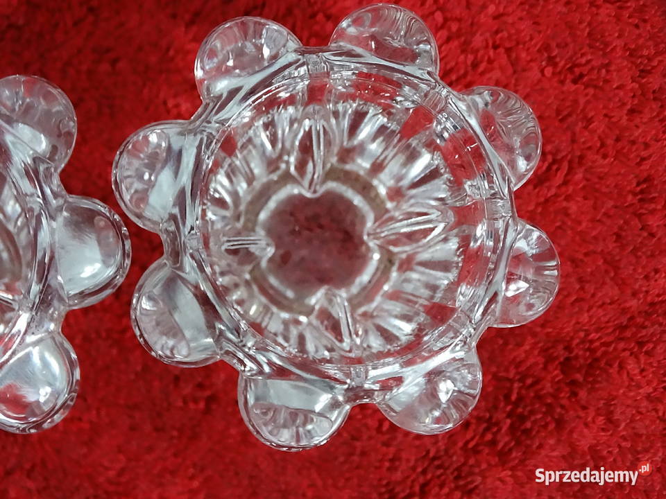 Francuskie świeczniki REIMS Ice Glass Vintage Biłgoraj sprzedam