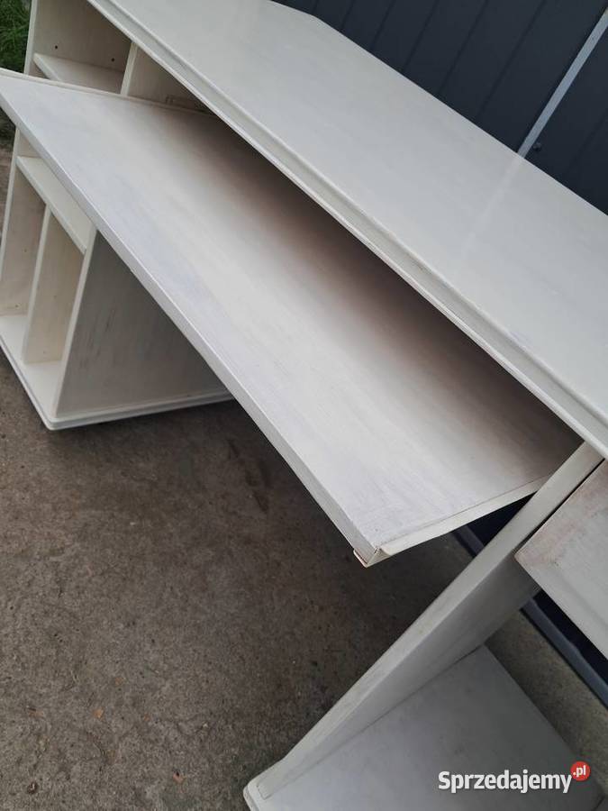 biurko z litego drewna sosnowe białe 140cm Tuliszków