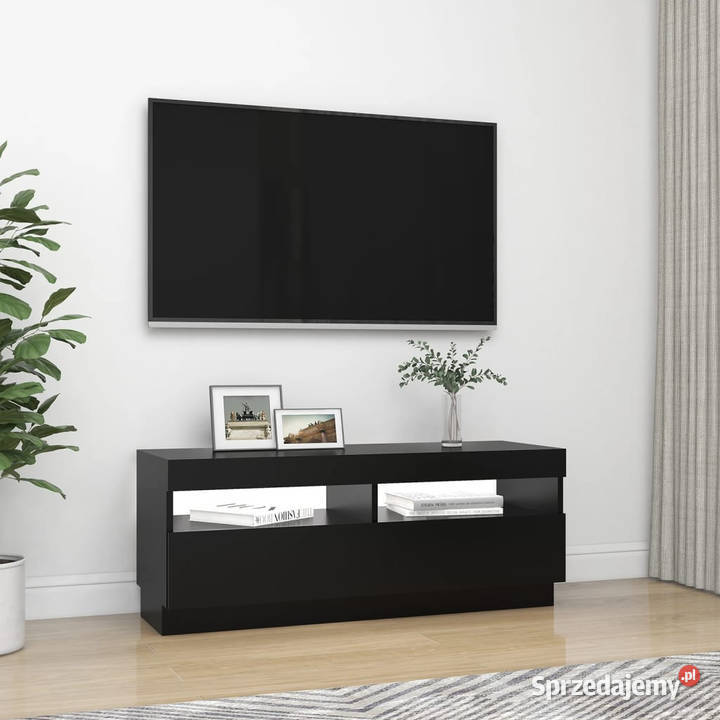 Szafka pod TV z oświetleniem LED czarna