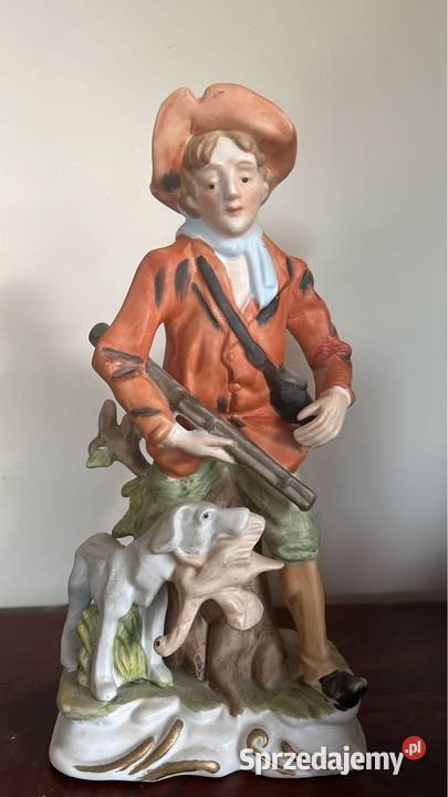 Figurka myśliwego z psem Bez sygnatury Piękna pomorskie Gdańsk sprzedam