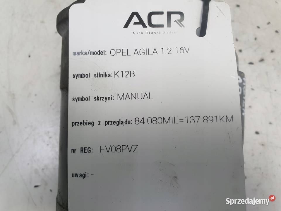 Opel Agila B 12 16V ROZRUSZNIK 3110051K0 osobowe Janów
