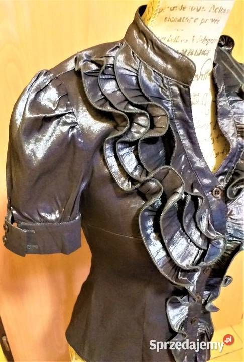 Srebrzysto czarna elegancka bluzka wyjściowa Katowice