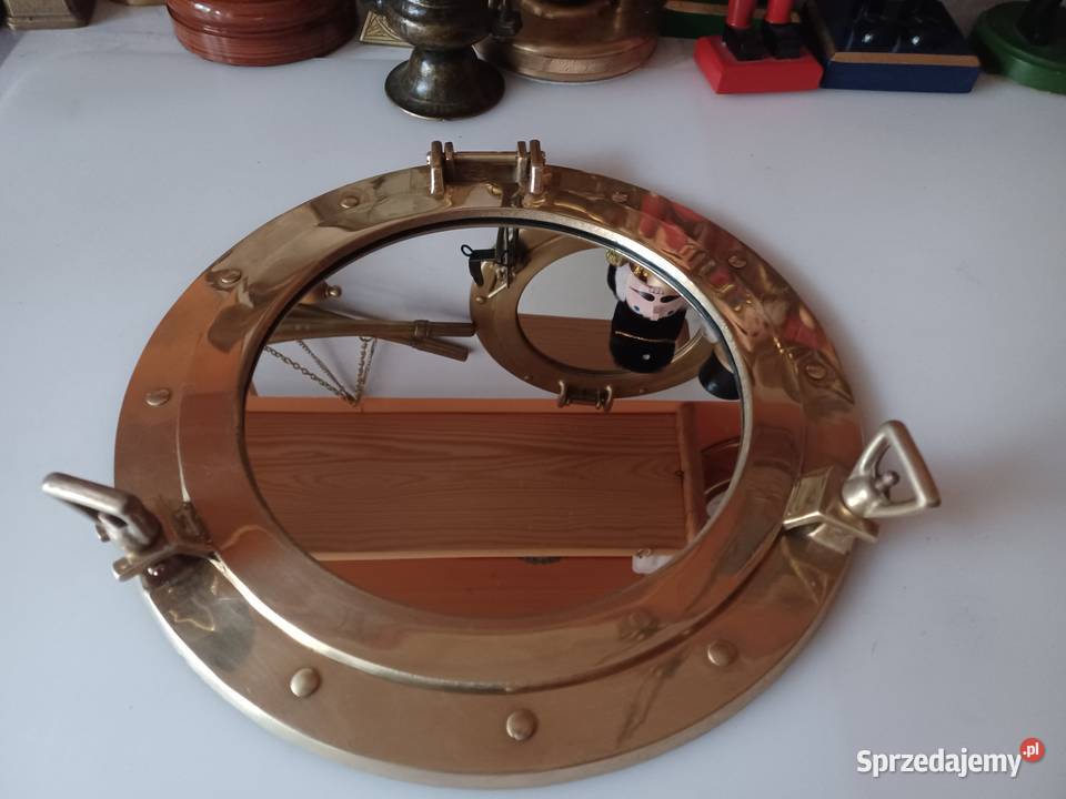 Duży bulaj mosiężny Lustro