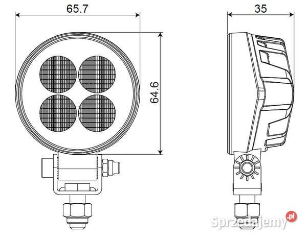 Lampa robocza LED okrągła 12W 1200lm 1224V biała Kamionna