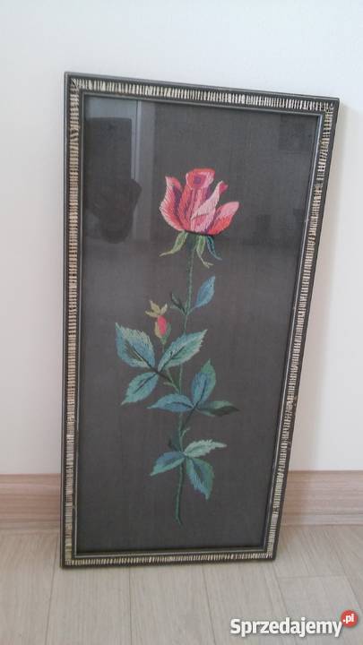 Haftowany obraz haft płaski rękodzieło cudo na odcienie szarości pomorskie Gdańsk sprzedam