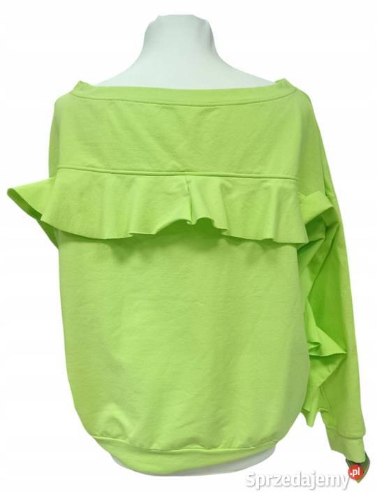 BLUZA bluzka damska z falbanami limonkowa biust Bluzki i koszule Pątnów