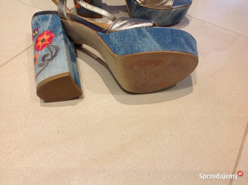 Sandały damskie skórzane na koturnie r 37 Złote lubuskie sprzedam