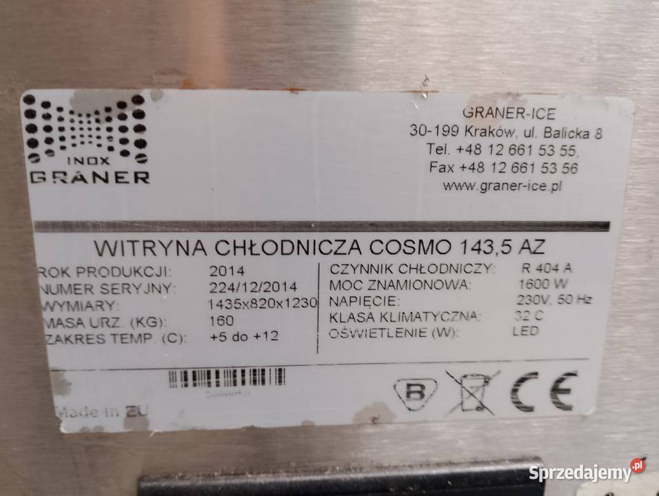 Witryna cukiernicza Graner Cosmo 1435AZ  Wrocław