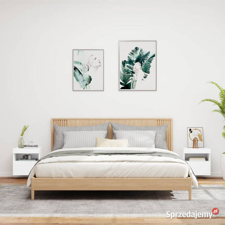 Ścienne szafki TV z LED 2 białe 40x30x40 mazowieckie Warszawa