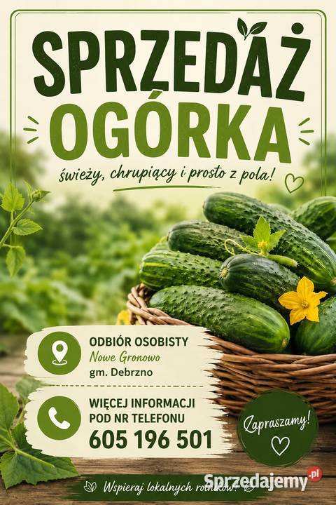 Sprzedaż ogórków gruntowych Debrzno