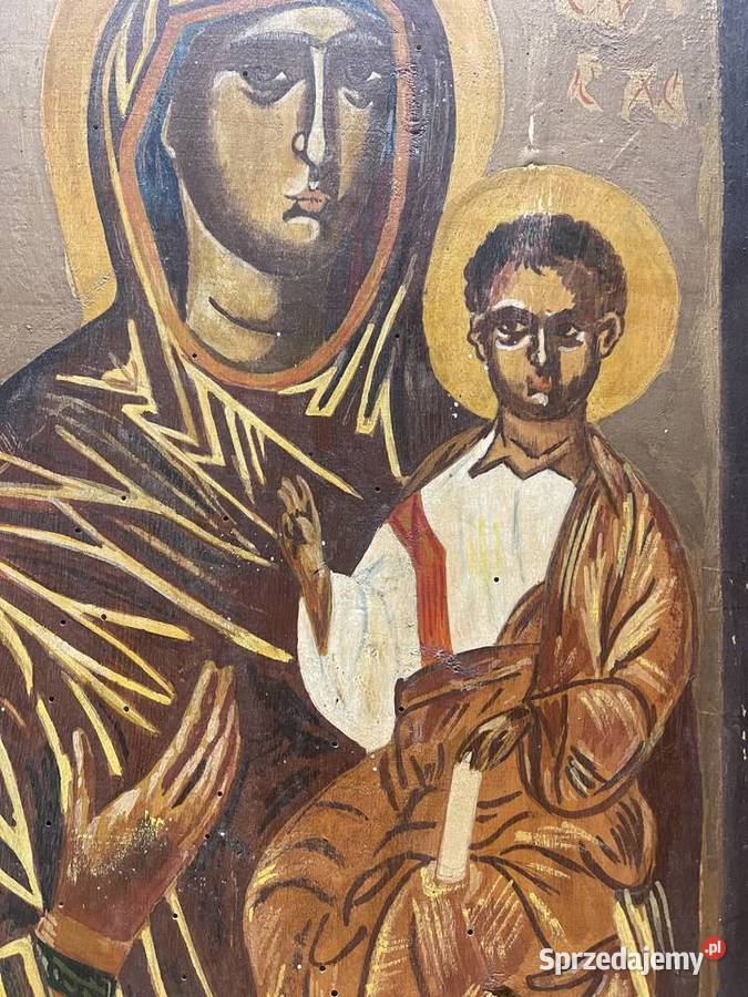 Ikona pisana na desce PRL unikat łódzkie Łódź