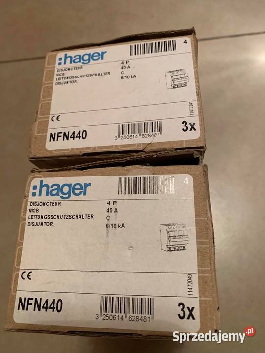 Hager breaker nfn440 4 poles 40 a 6 kaccurve Pozostałe Warszawa