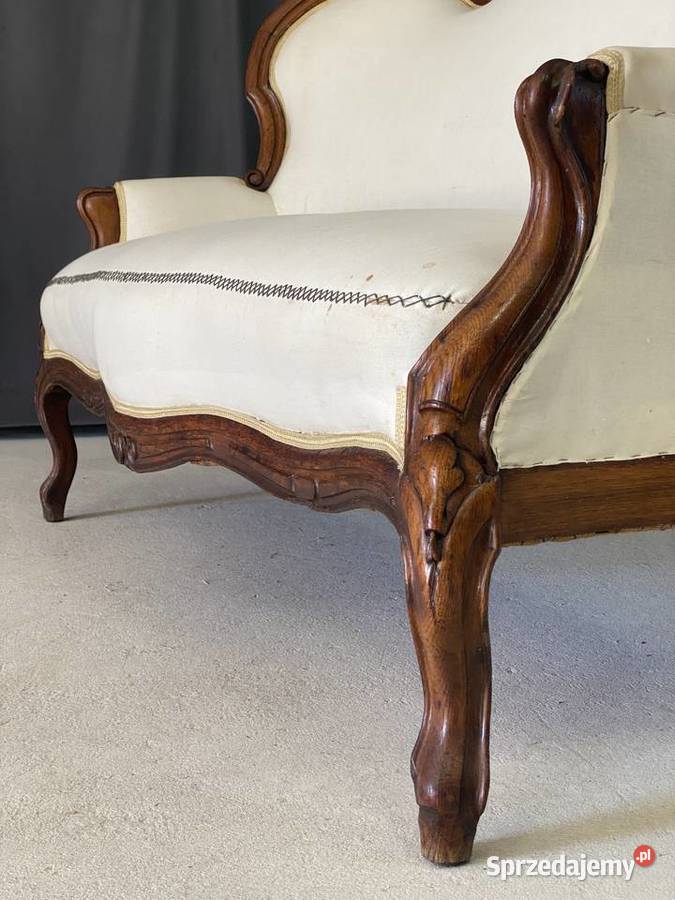 Elegancka sofa ludwikowska rzeźbiona rama Meble zachodniopomorskie Budno