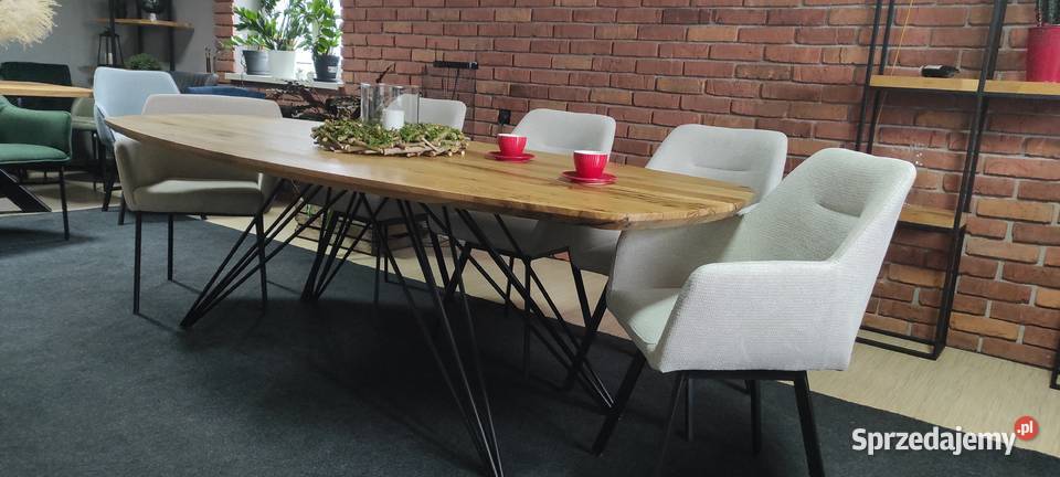 stół lity dąb owalny krawędź zacięta 240x100 Zimnowoda