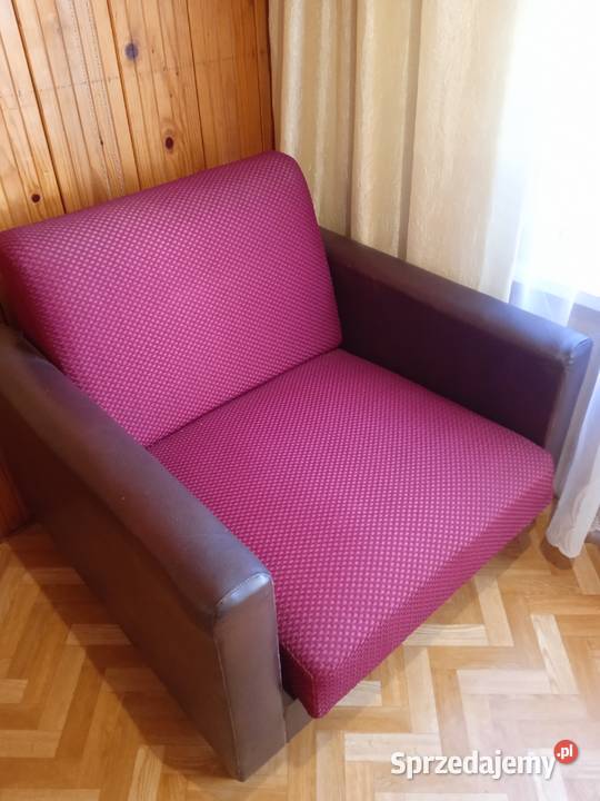 Fotel rozkładany styl PRL bordo vintage antyk Dom i Ogród Stąporków sprzedam