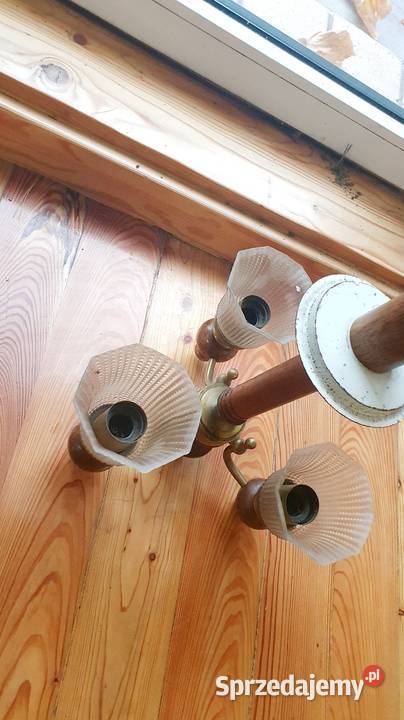 Żyrandol vintage z kloszami szklanymi wysokość mazowieckie